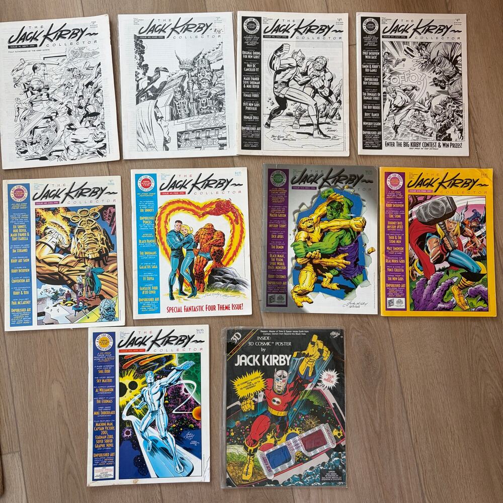 Jack Kirby Collector Magazine 1990s Tabloid Size Vintage 9 Magazines and Poster